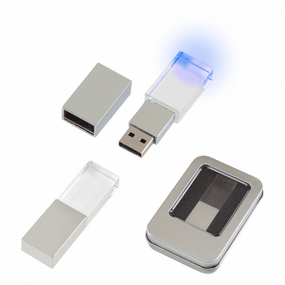 F-139-8 Kristal Usb Bellek 8 Gb (Mavi Işıklı)